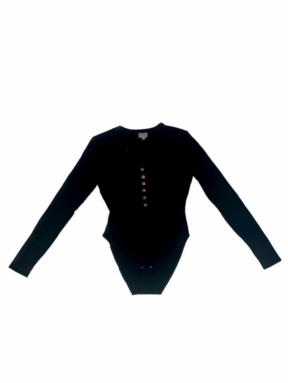 Vintage 90’s VERSUS Gianni Versace Gold Button Down Long Sleeve Black Bodysuit